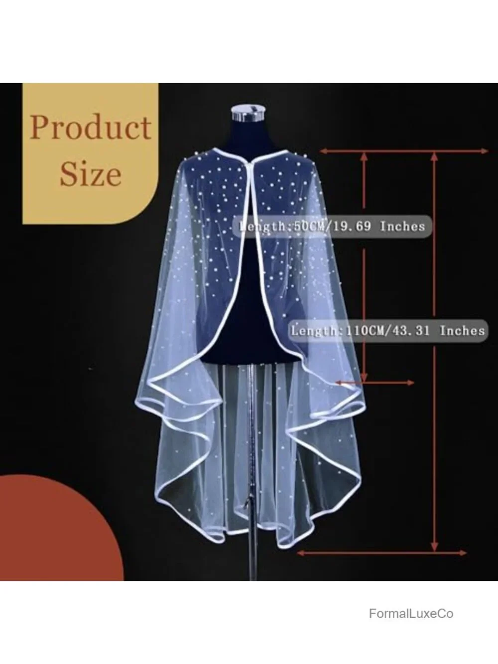 Pearl Beaded Tulle Wrap Shawl Bridal Cape Shrug Wedding Cover Up Women Girls